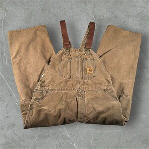 Vintage Carhartt Bib Overalls Mens‎ 40x30 Brown Workwear R06 CHT Double Knee USA